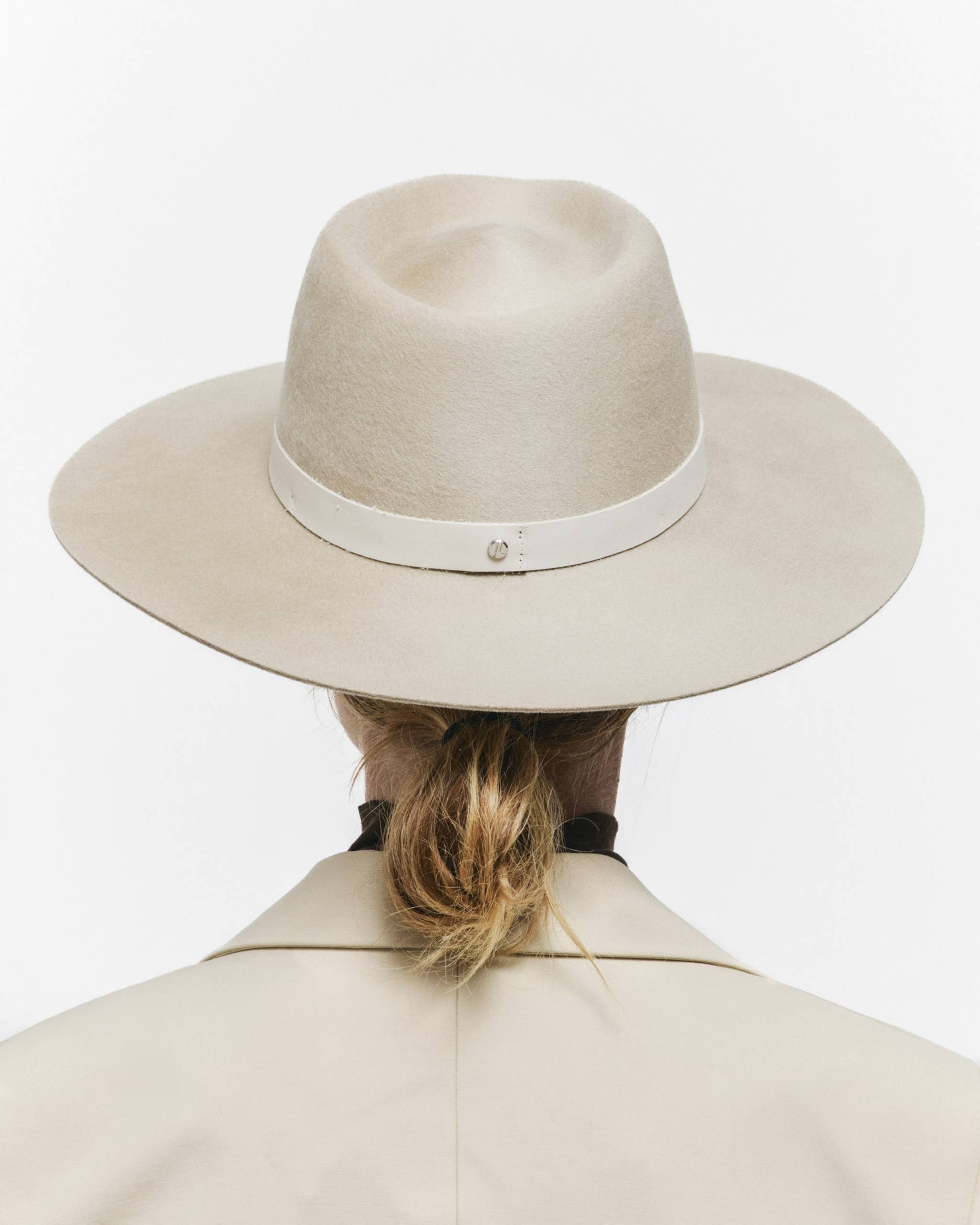 Janessa Leone Drew Wool Fedora Hat Gray Small Wide Brim 3.5” Minimalist Rancher Ross Hat | Janessa Leoné main image 4