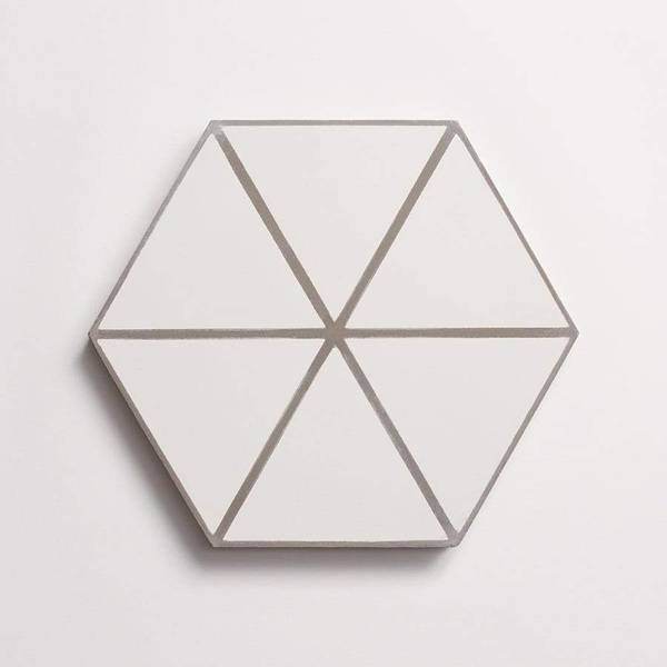 cement | try angle line | white + metal | hex 