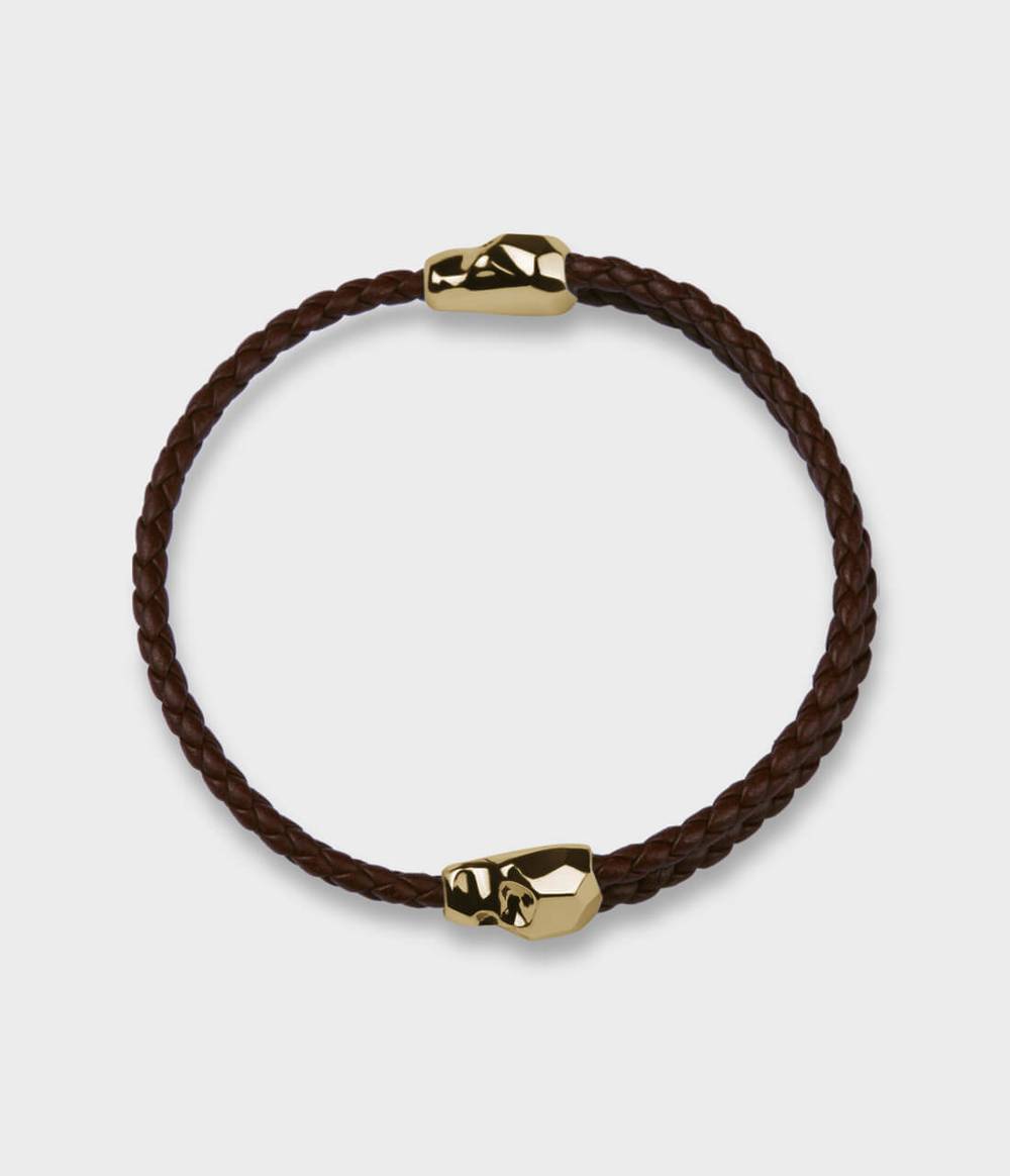 Carved Skull Adjustable Leather Bracelet