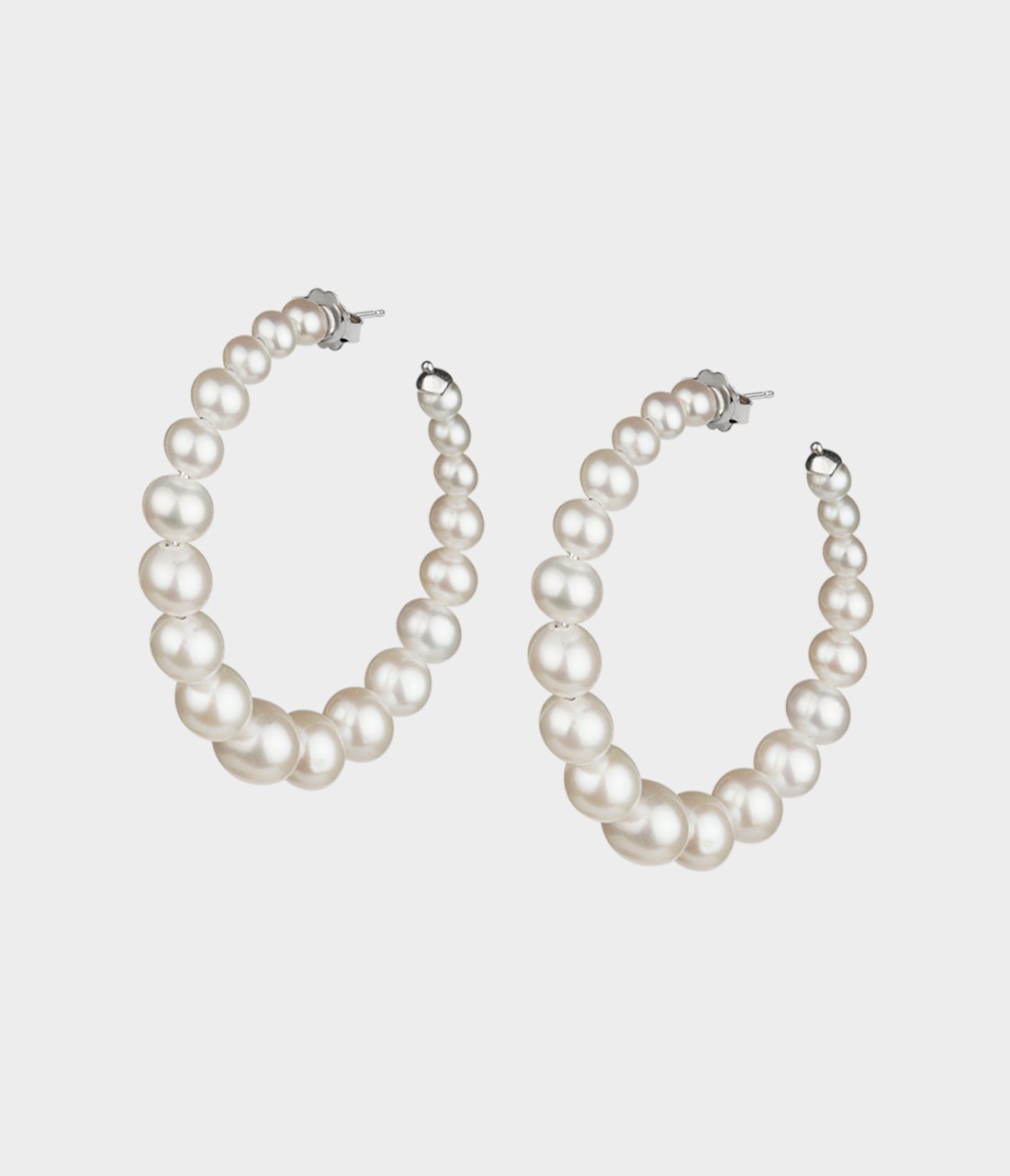 Large hoop clearance pearl earrings