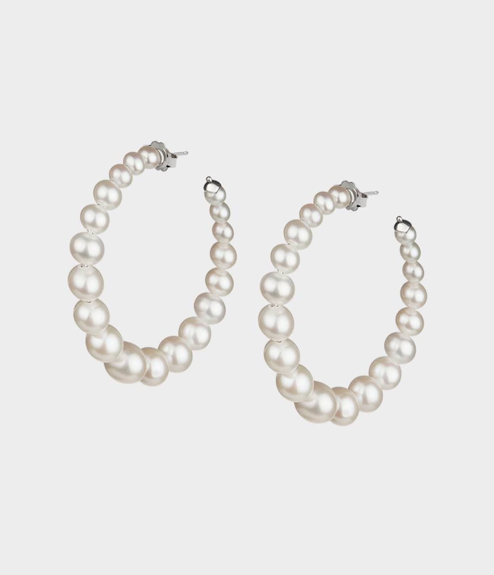 Large Colette Pearl Hoop Earrings