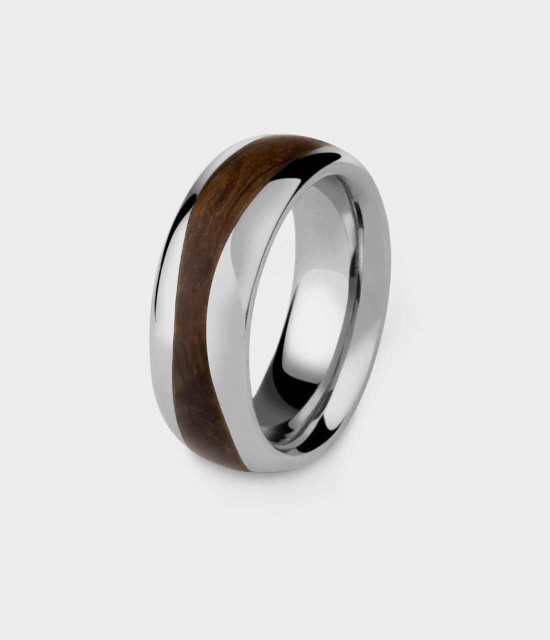 Silver and store wood wedding band