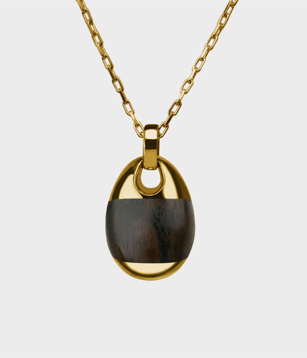 Large Thames Wood London Oak Pebble Necklace