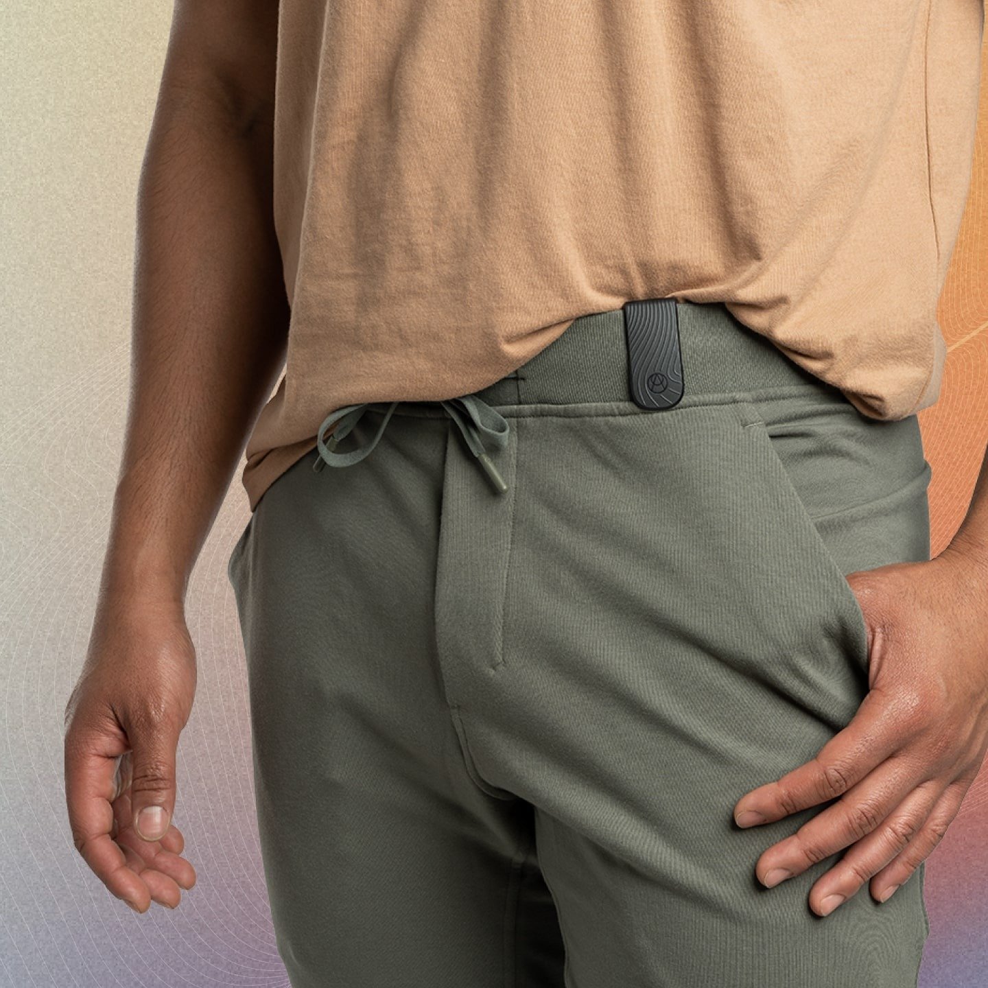 Male wearing Apollo Clip on waist