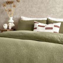green bedding. The Green Home Edit