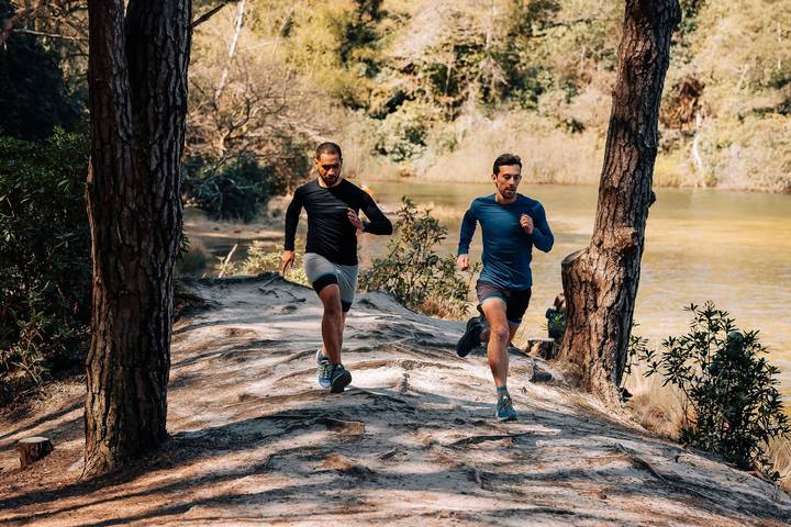 Two Men Running In Runderwear Long Sleeve Base Layers