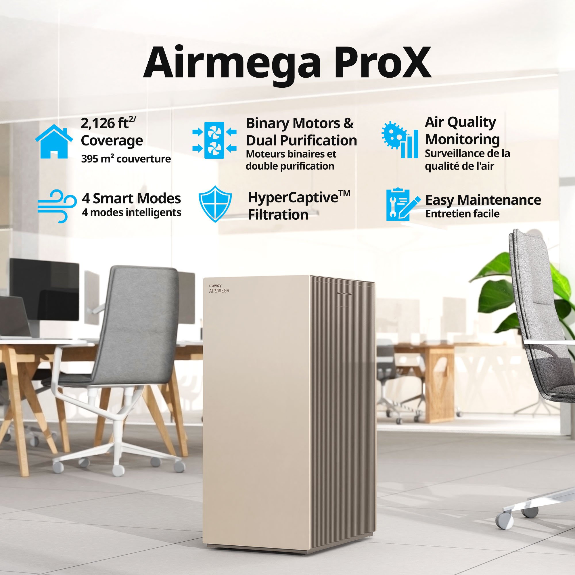 Airmega Pro X has multiple features that make it ideal for large spaces