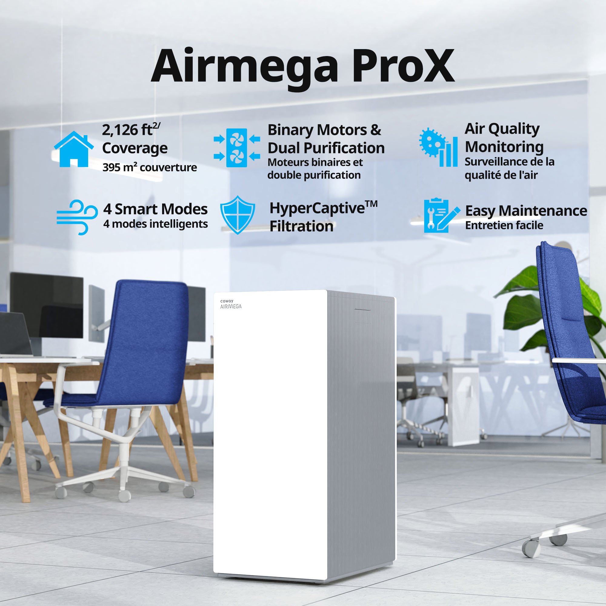 Airmega Pro X has multiple features that make it ideal for large spaces
