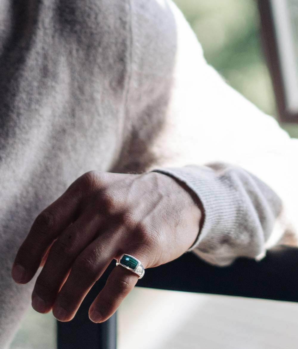Inlaid Oxford Signet Ring