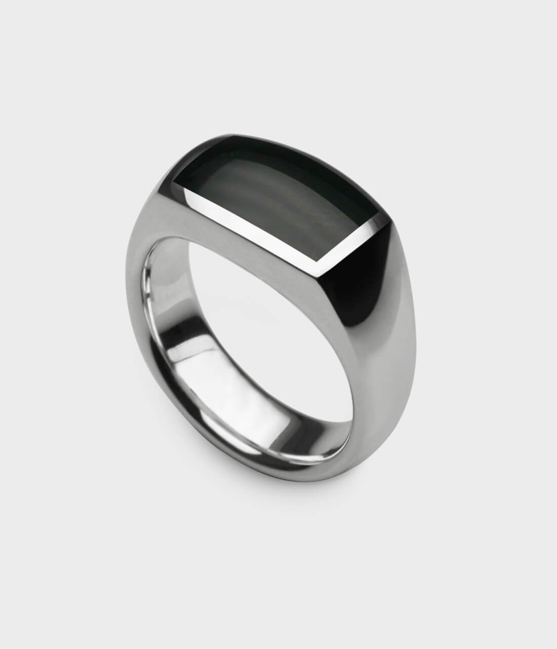 Inlaid Oxford Ring | Stephen Einhorn Onyx And Silver Signet Ring