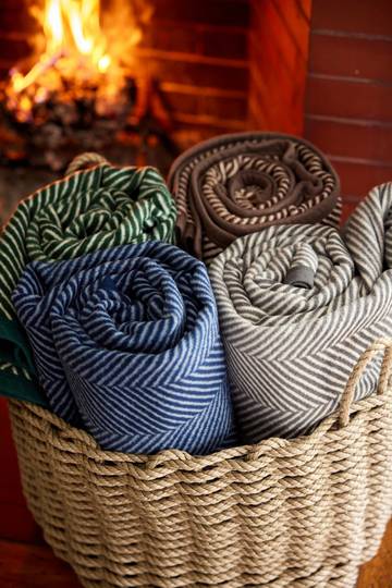 Harborview Herringbone Navy Blanket