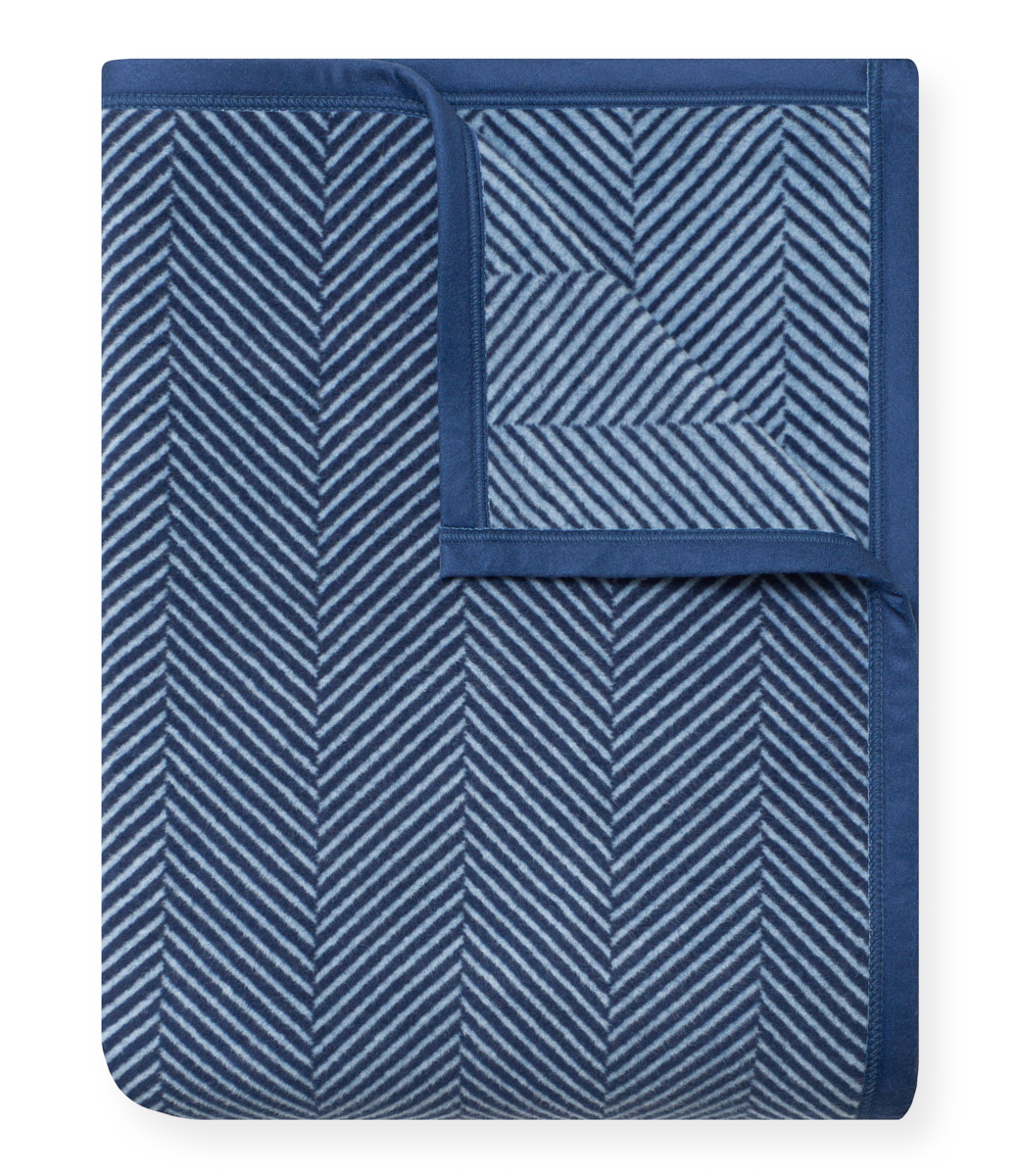 Harborview Herringbone Navy Throw Blanket | ChappyWrap