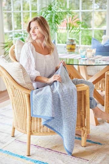 Harborview Herringbone Cornflower Blanket7