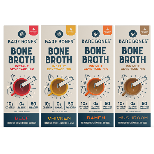Bare Bones Bone Broth Instant Beverage Mix, Beef, Pack of 16