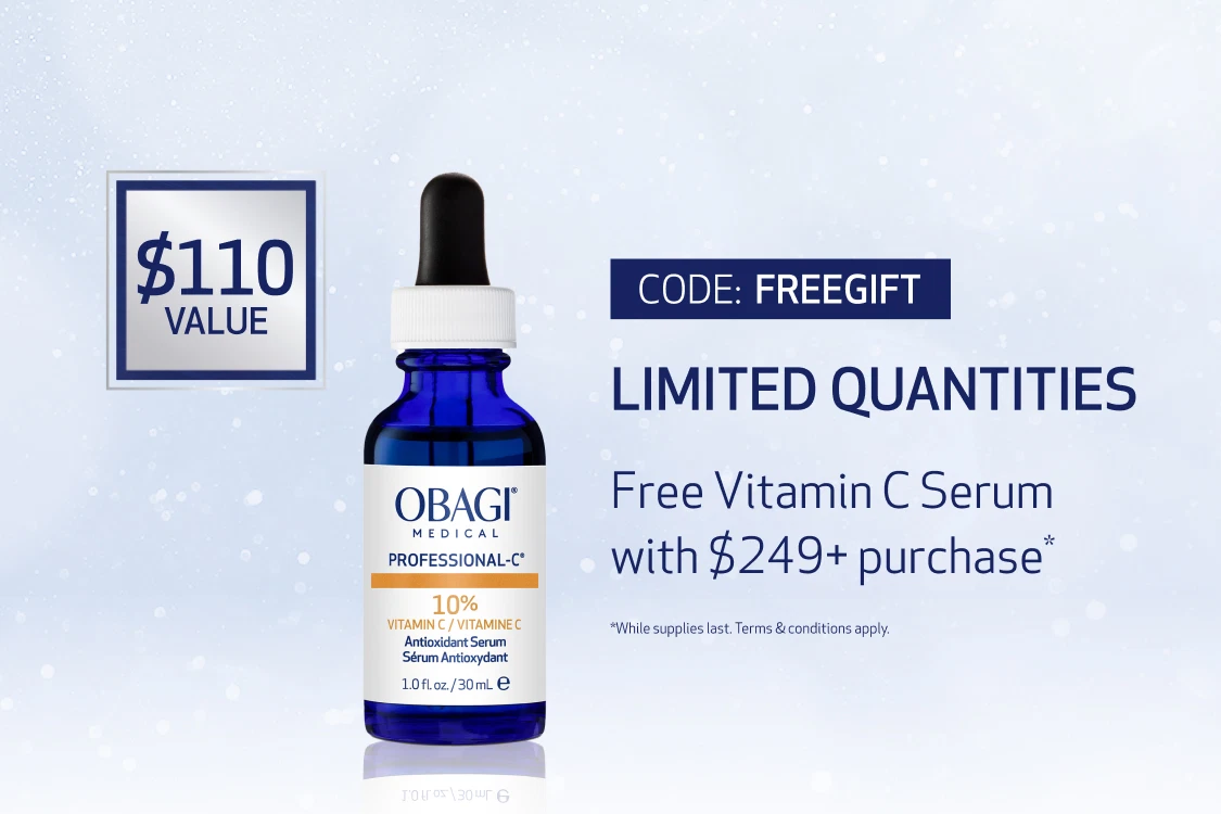 Free Professional-C Serum 10% with $249+ purchase - $110 value - use code: FREEGIFT - terms & conditions apply - desktop image