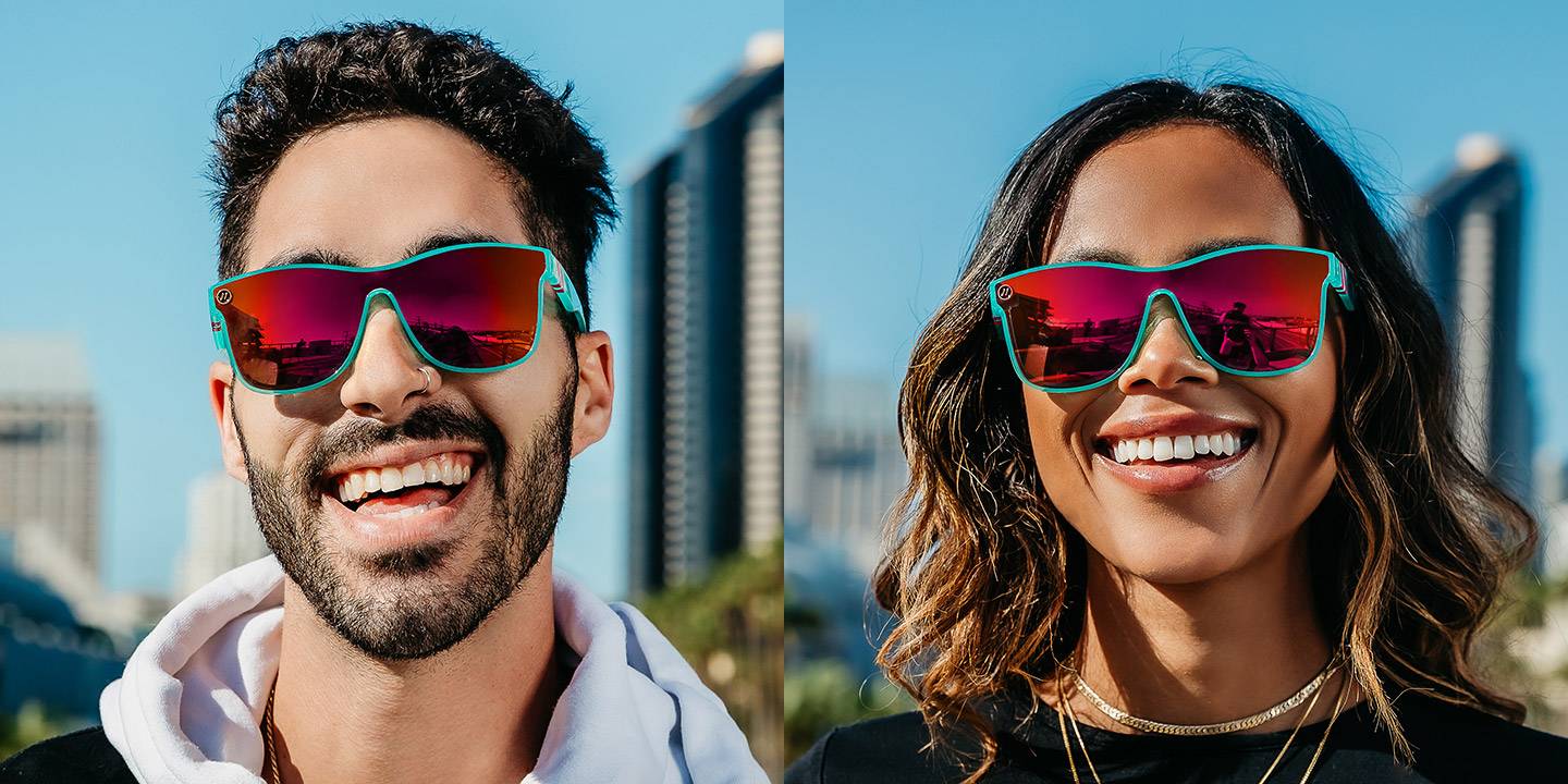 Dance Electric Polarised Sunglasses Hot Pink Shield Lens & Teal Cat