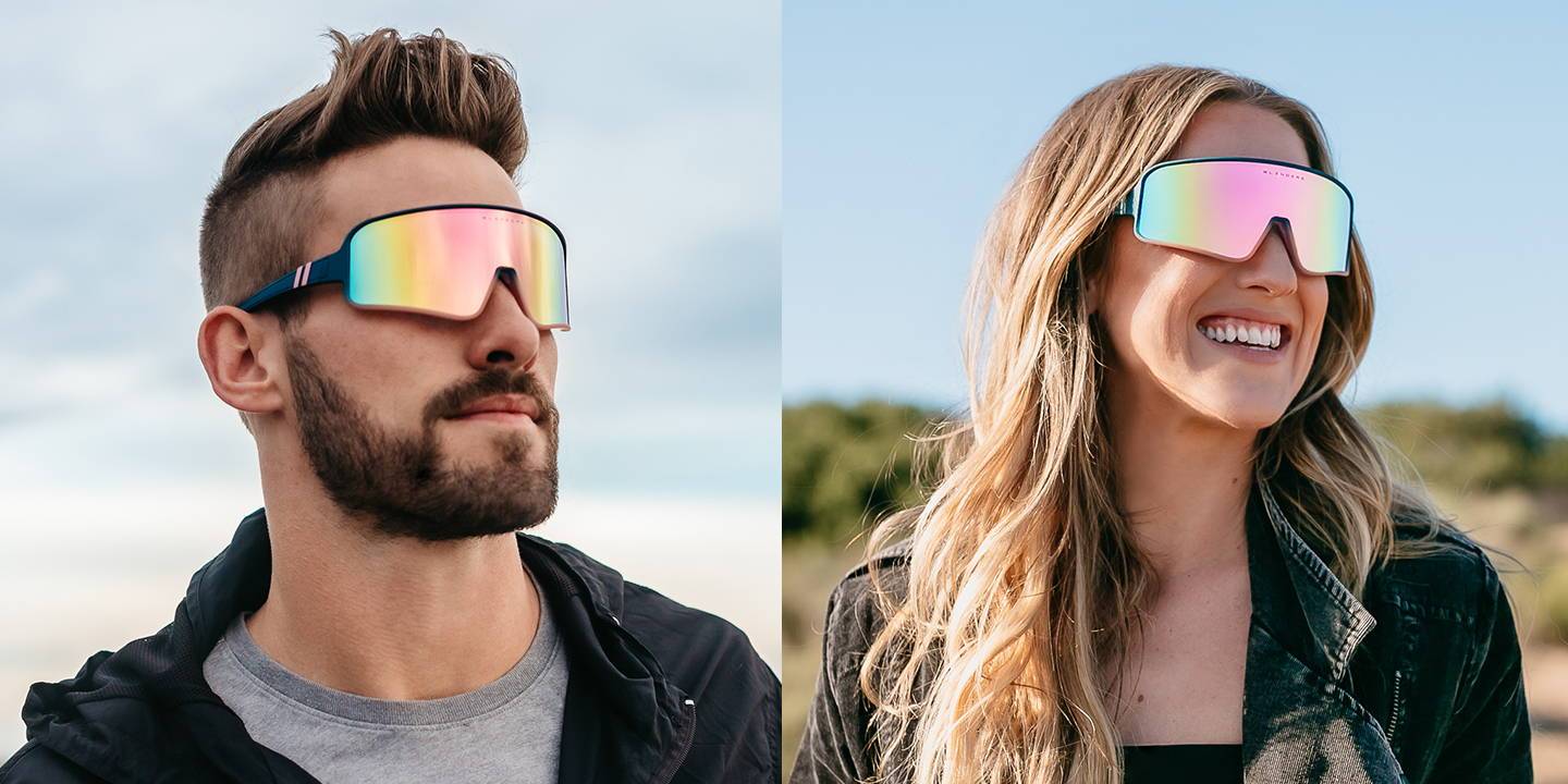 Destiny Love Polarized Sunglasses - Solid Blue To Half Transparent Pink ...
