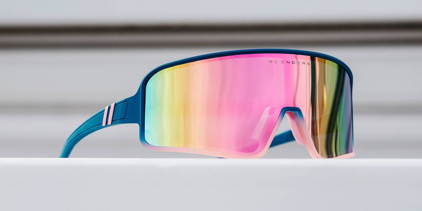 Destiny Love Polarized Sunglasses - Solid Blue To Half Transparent Pink ...