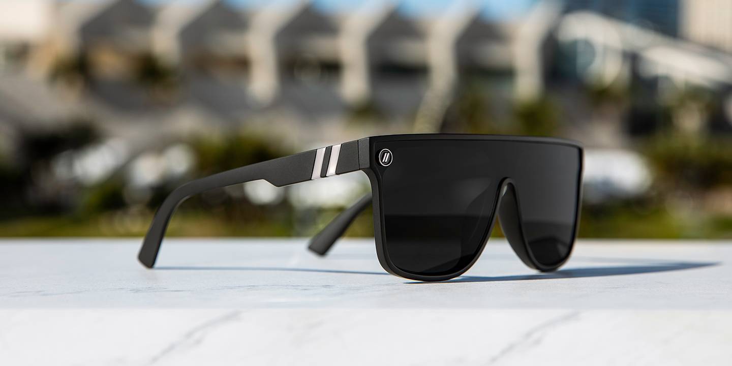 Dark Flatter Polarized Sunglasses - Shield Lens & Black Rubber