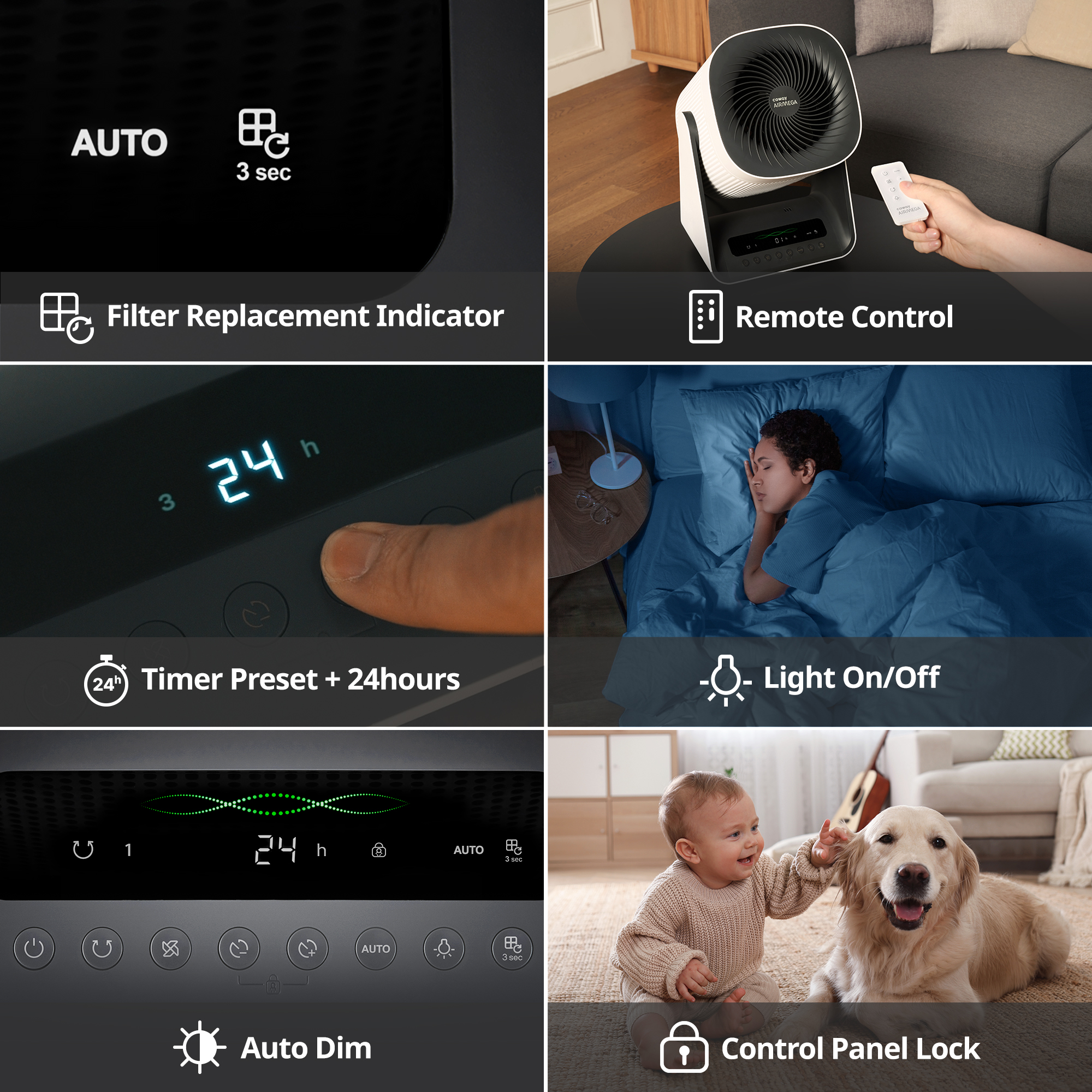 Airmega Aim control panel features