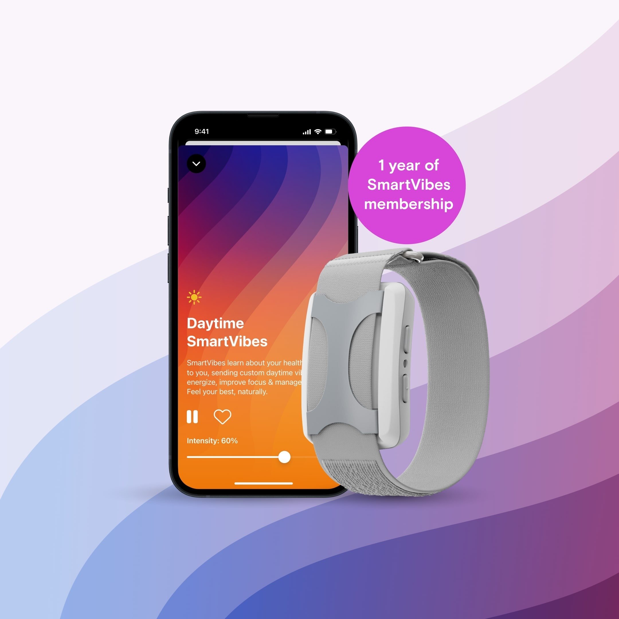 Apollo Wearable in Glacier + 1 Year of SmartVibes Membership