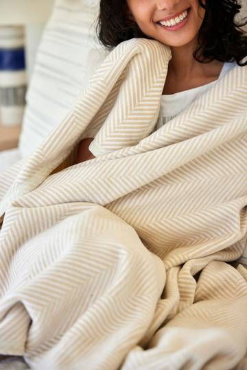 Harborview Herringbone Cream Blanket5