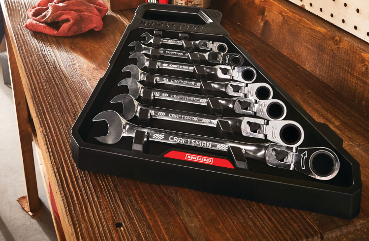Craftsman tool service auto mechanic tools wrench,.wrench, spanner, monkey  wrench, screw wrench, The image of a tool organizer, .. Stock Photo