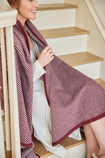 Harborview Herringbone Maroon Blanket6