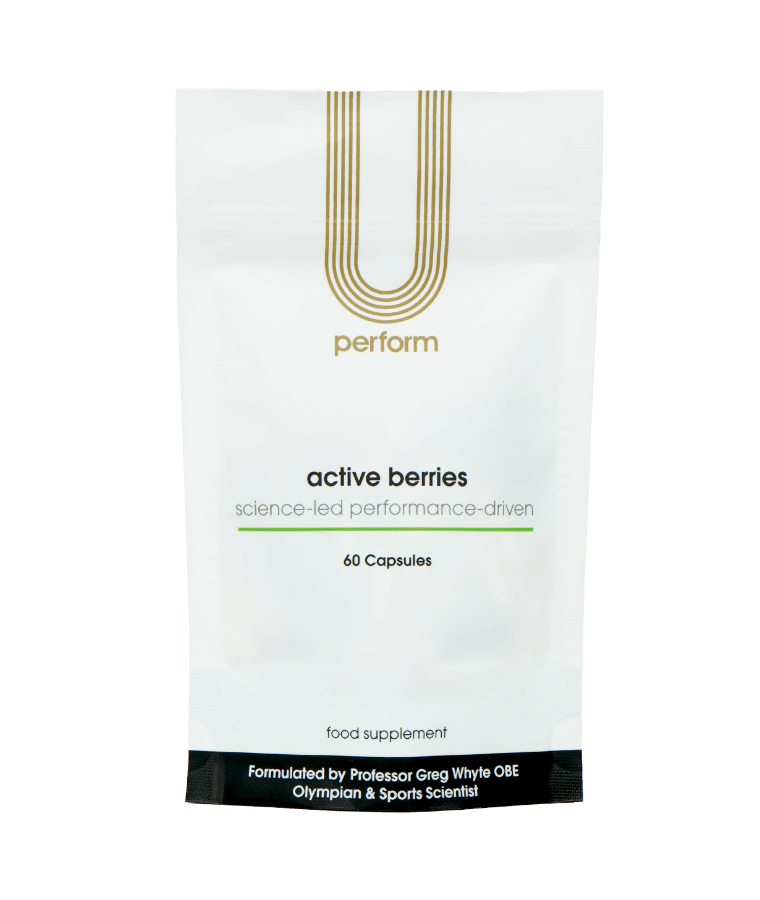 U Perform Active Berries Antioxidant berry supplement blend in product packaging white pouch