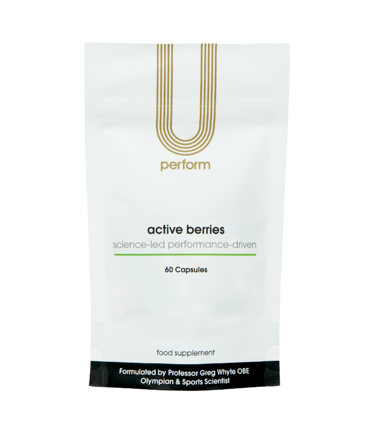 U Perform Active Berries Antioxidant berry supplement blend in product packaging white pouch