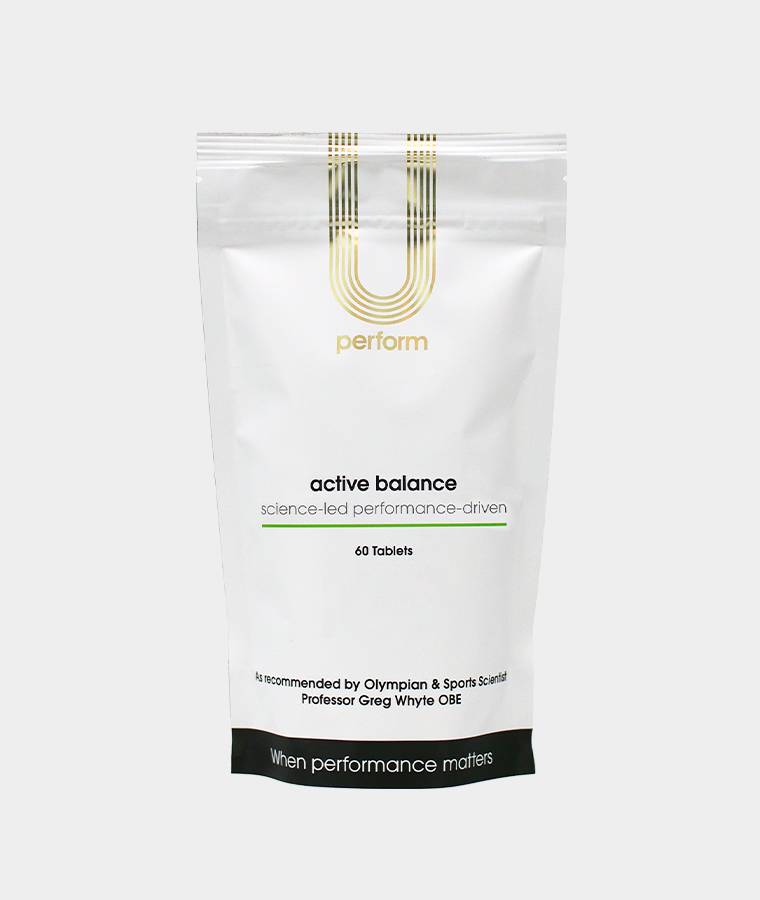 full spectrum multi vitamins and minerals supplement product - U Perform Active Balance white pouch product packaging image