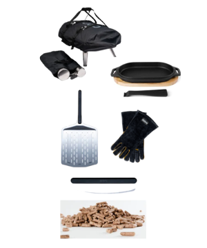 Includes: 12" Perforated Peel, Sizzler Pan, Cover, Gloves, 1kg Pellets & Rocker Cutter