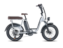 Side view of the RadRunner Plus electric utility bike in silver
