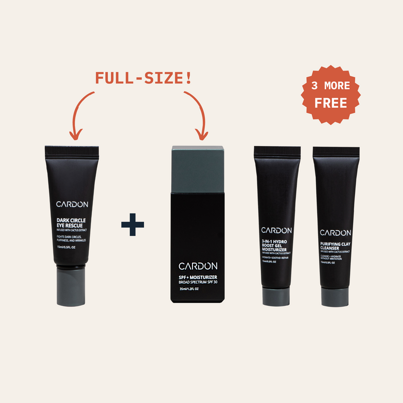Cardon Skincare's men's facial care routine best sellers set includes Best of award-winners and key parts of any man's skincare routine like clay cleansers and facial moisturizers.