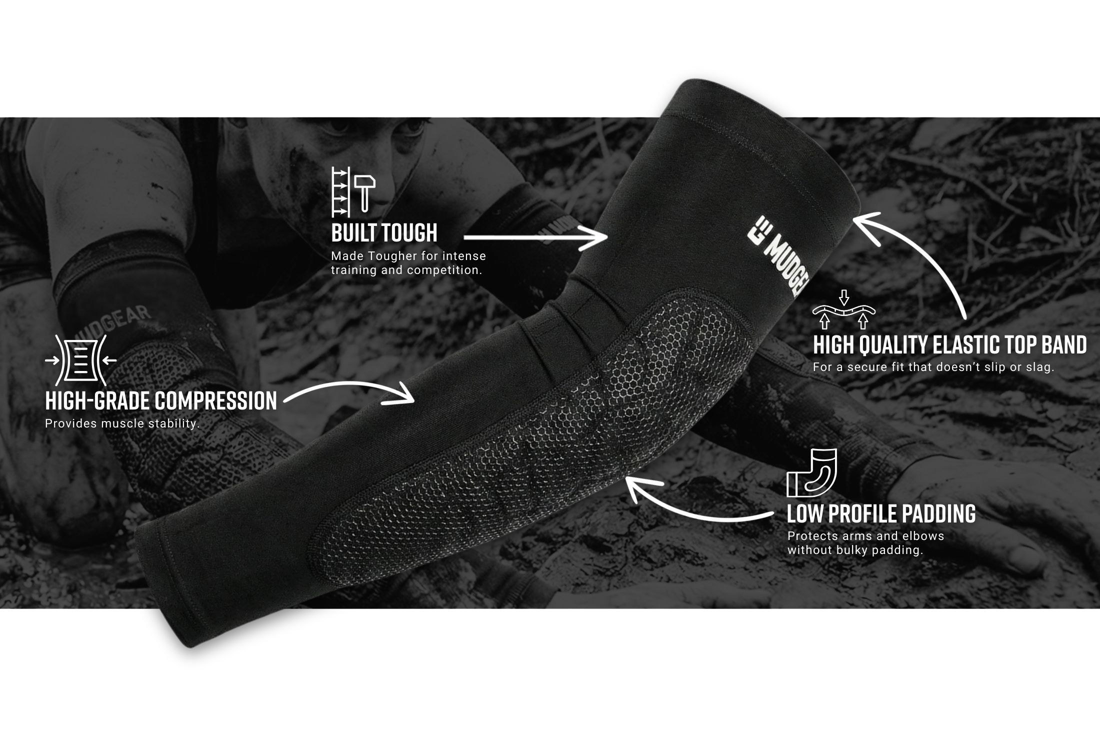Infographic of Padded Arm Sleeves (1 Pair)