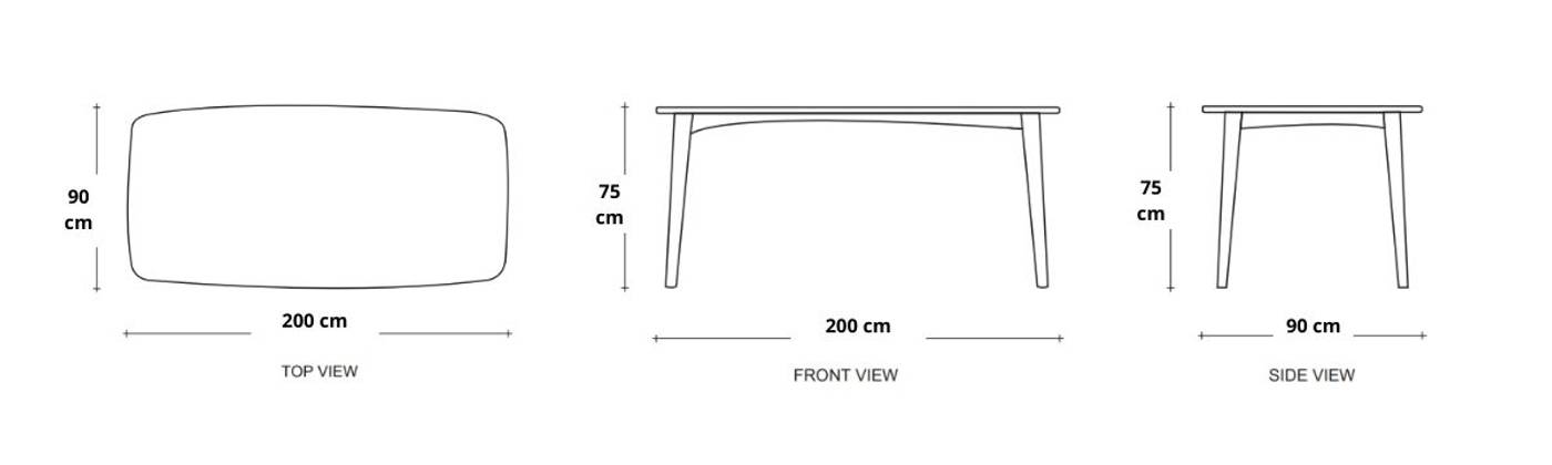 Grasshopper Rectangular Dining Table 200(CM) - European Oak