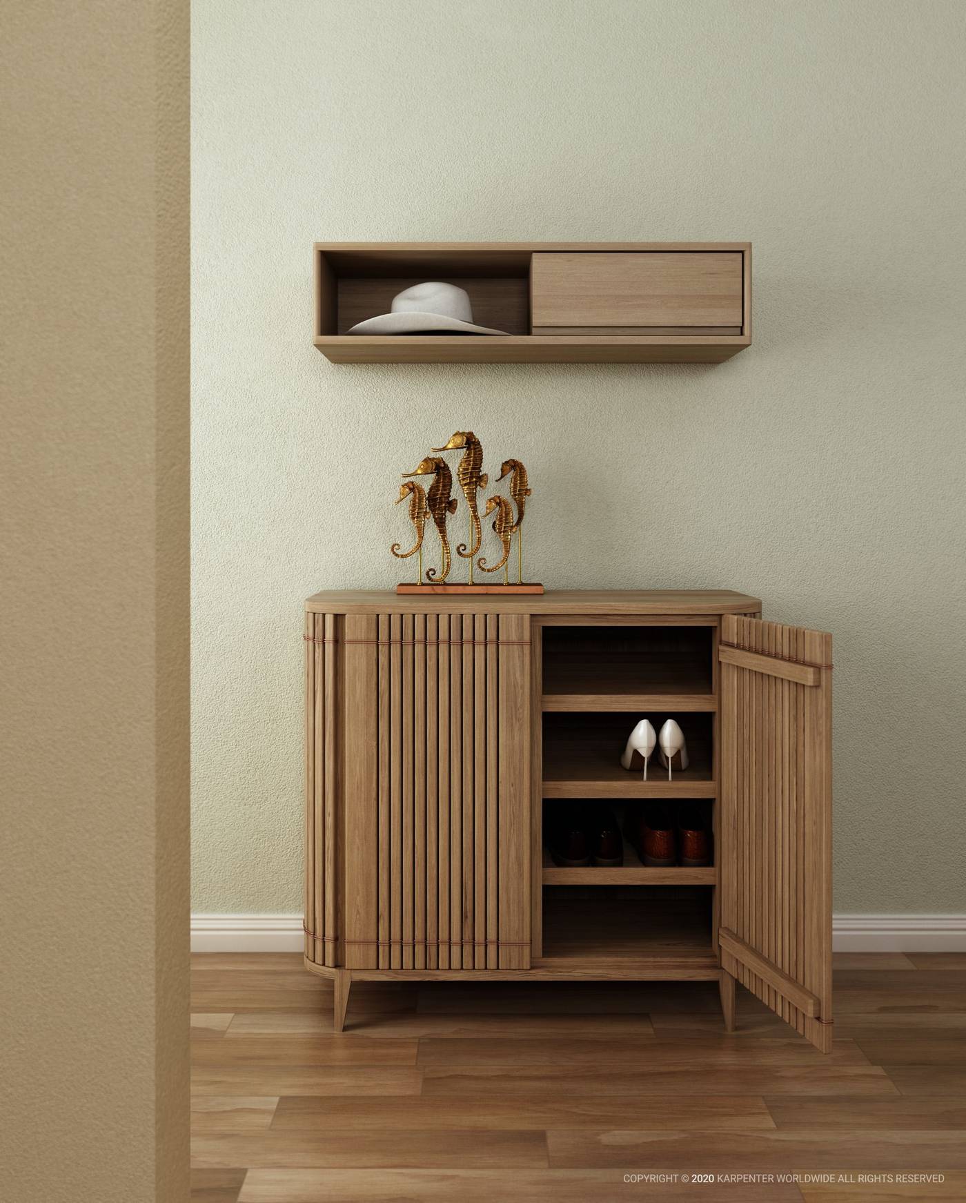 Koppar Shoe rack  Cabinet  - European Oak