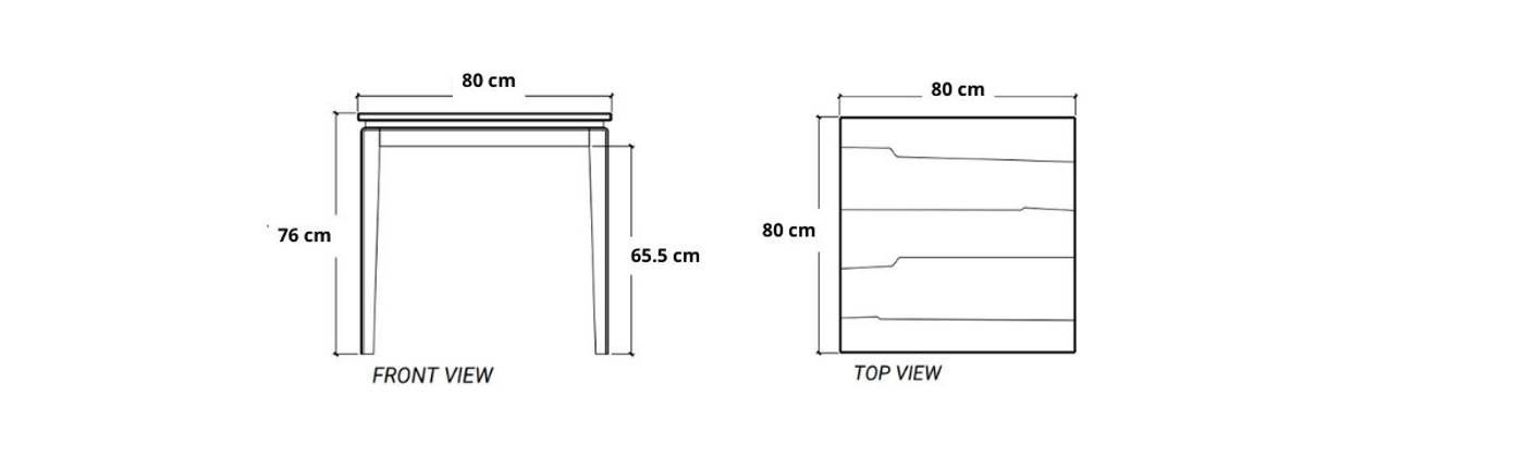 Twenty Twenty square Dining Table 80(CM) - Satin Black