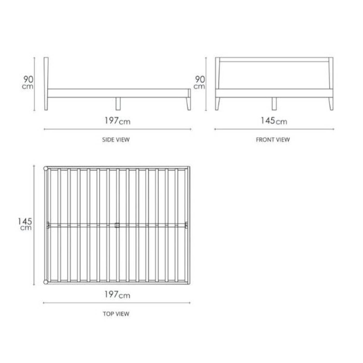 Vintage Double Bed  - Satin Black