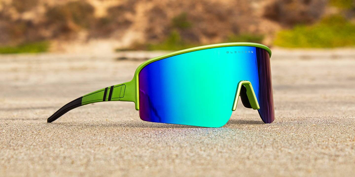 Hard Thunder Wrap Around Sunglasses - Polarized Full Shield Green Lens ...