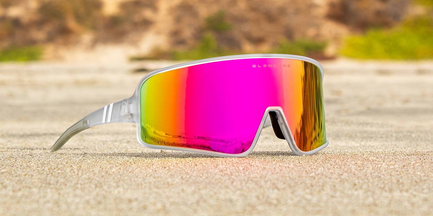 Platinum Sky Wrap Around Sunglasses - Polarized Full Shield Pink Lens ...