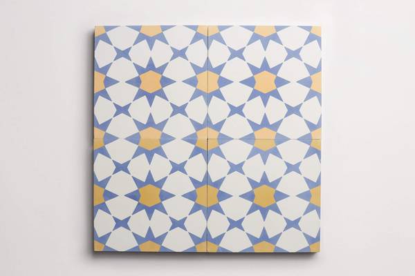 cement | moroccan 3 fez | nautical blue, white + curry 