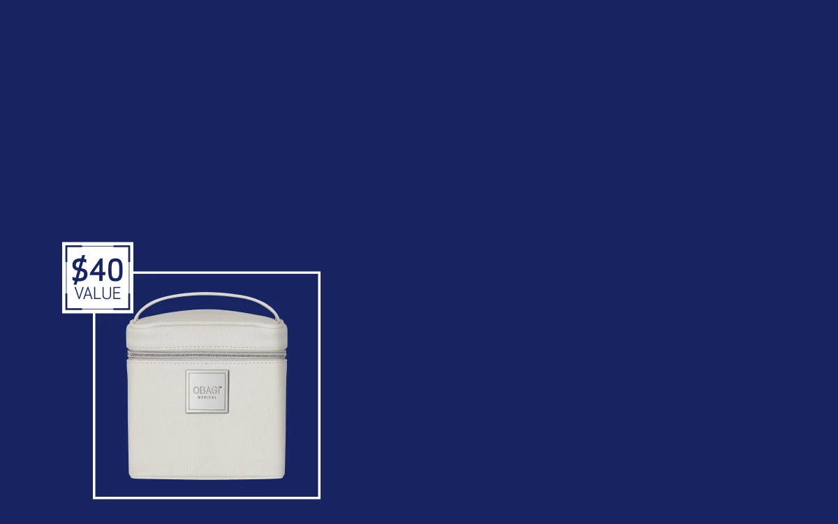 Free Obagi Bag with any new subscription order. Terms & conditions apply. Image of bag. $40 VALUE. (mobile)