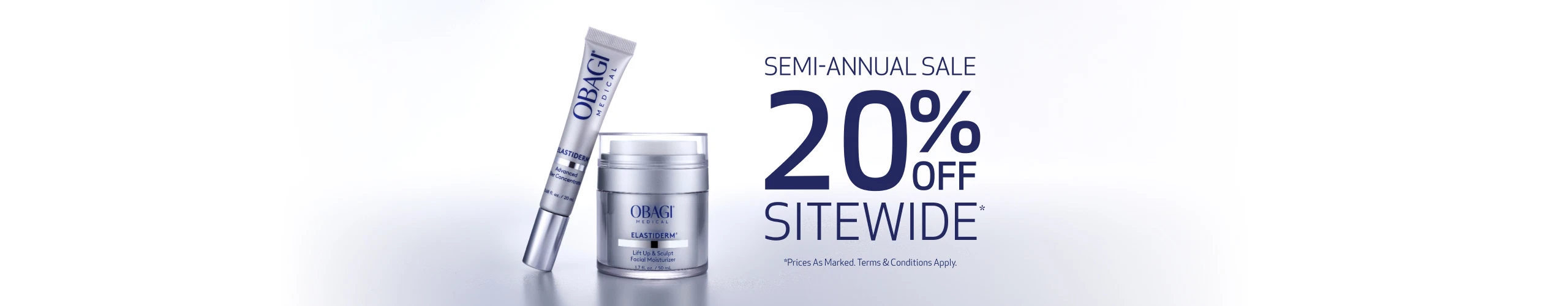 20% OFF SITEWIDE SEMI-ANNUAL SALE. ELASTIDERM COLLECTION BANNER. DESKTOP