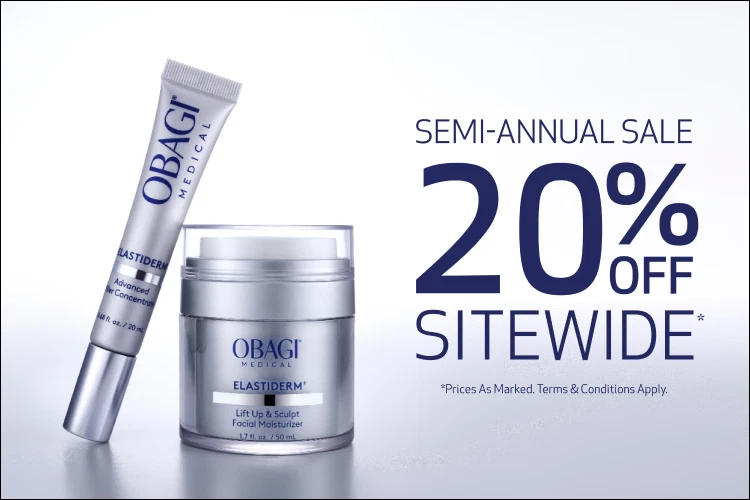 20% OFF SITEWIDE SEMI-ANNUAL SALE. ELASTIDERM COLLECTION BANNER. DESKTOP