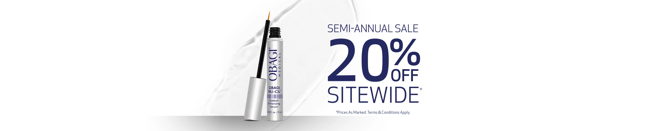 20% OFF SITEWIDE SEMI-ANNUAL SALE. NU-CIL COLLECTION BANNER. DESKTOP