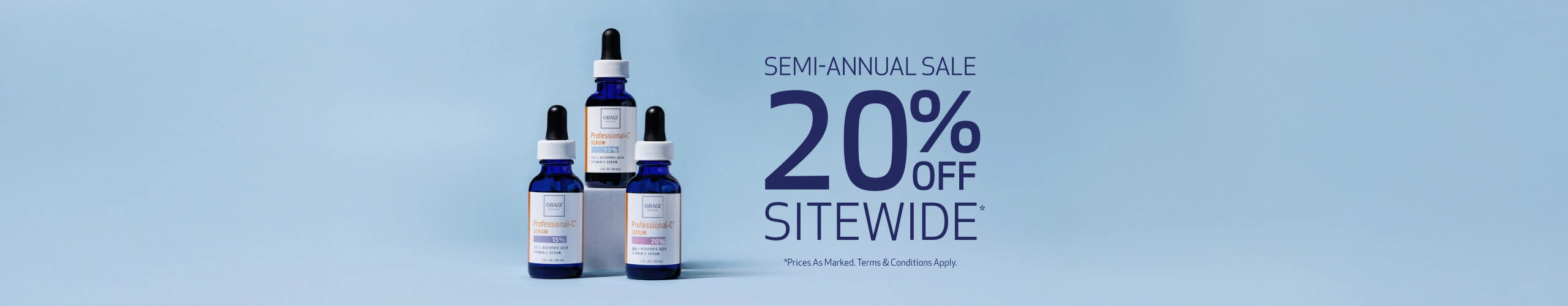 20% OFF SITEWIDE SEMI-ANNUAL SALE. PROFESSIONAL-C COLLECTION BANNER. DESKTOP
