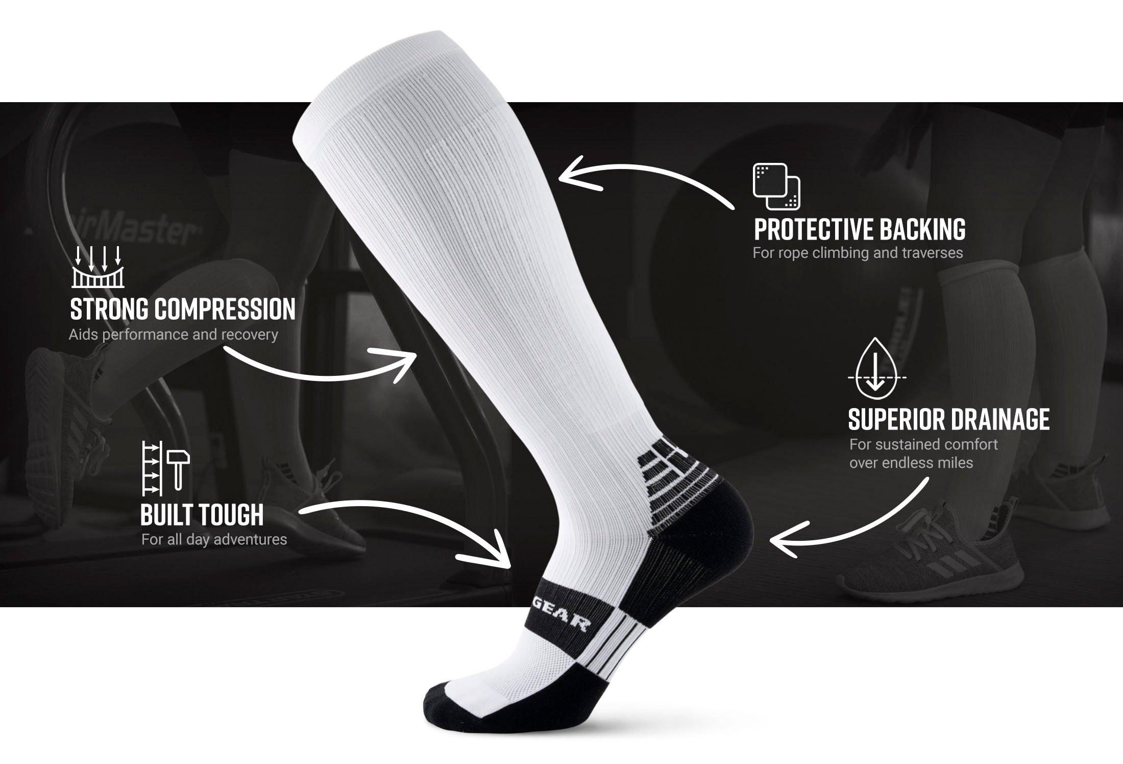 Infographic of Tall Compression Socks [White]