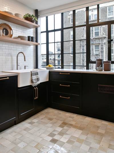 clé tile terracotta eastern elements rice paper tiles installed on a kitchen floor of a new york loft