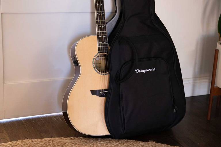 Brooklyn guitar in an Orangewood gig bag